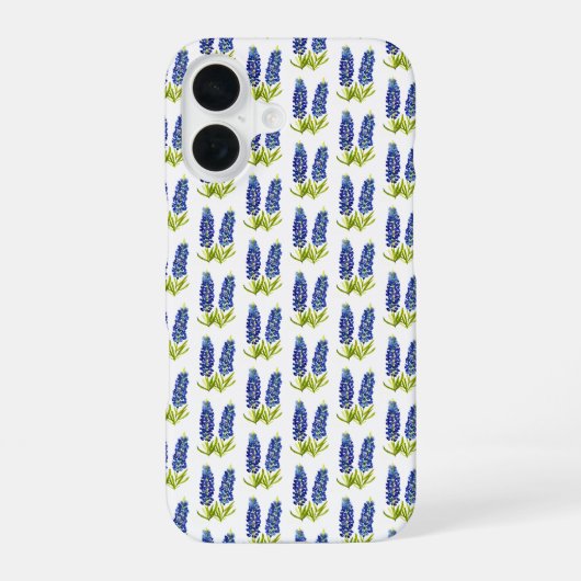 Bluebonnets Texas Blue Flowers Waterverf iPhone 16 Hoesje (Achterkant)