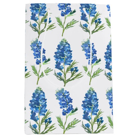 Bluebonnets Texas Blue Flowers Waterverf Medium Cadeauzakje (Voorkant)