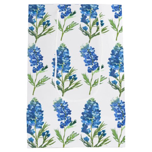 Bluebonnets Texas Blue Flowers Waterverf Medium Cadeauzakje (Achterkant)