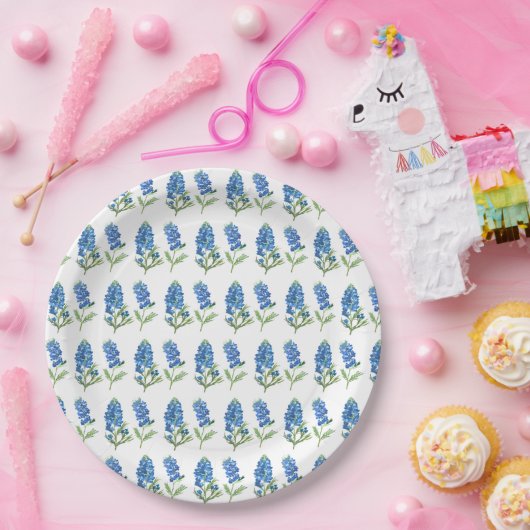 Bluebonnets Texas Blue Flowers Waterverf Papieren Bordje (Feest)