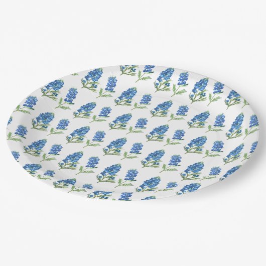 Bluebonnets Texas Blue Flowers Waterverf Papieren Bordje (Gekanteld)