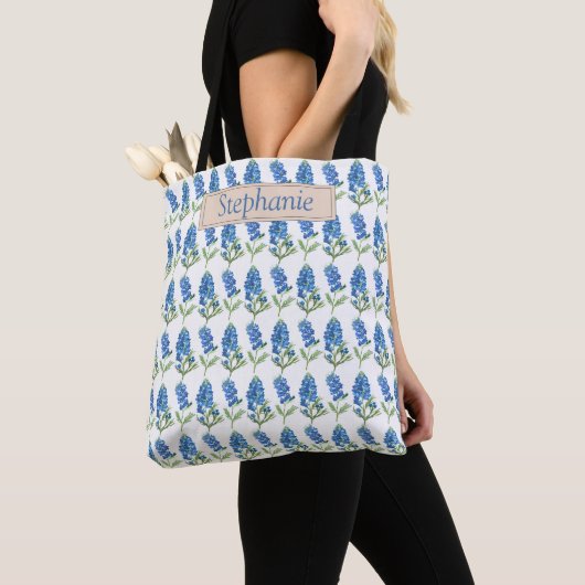 Bluebonnets Texas Blue Flowers Waterverf Tote Bag (Dichtbij)