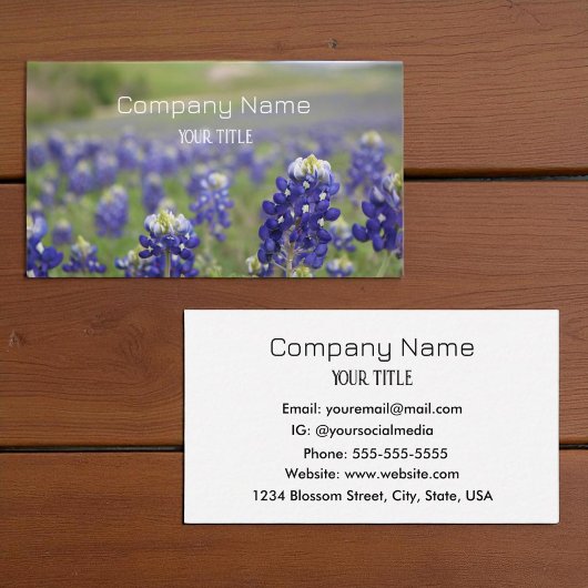 Bluebonnets Texas Company Floral Visitekaartje
