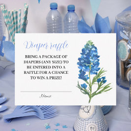 Bluebonnets Texas Floral Diaper Raffle Baby shower Informatiekaartje