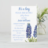 Bluebonnets Texas Floral Rustic Baby boy douche Kaart (Staand voorkant)