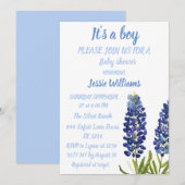Bluebonnets Texas Floral Rustic Baby boy douche Kaart (Voorkant / Achterkant)