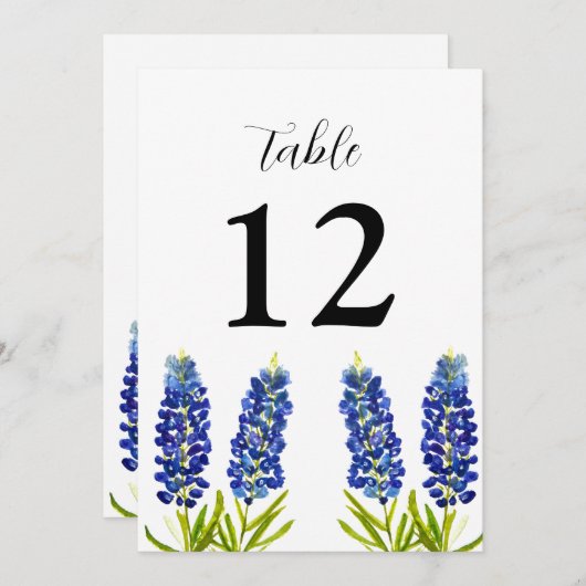 Bluebonnets Texas Floral Wildflower Blue Wedding Kaart (Voorkant / Achterkant)