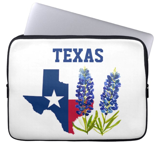 Bluebonnets Texas Flower Floral Texan Flag Laptop Sleeve (Voorkant)