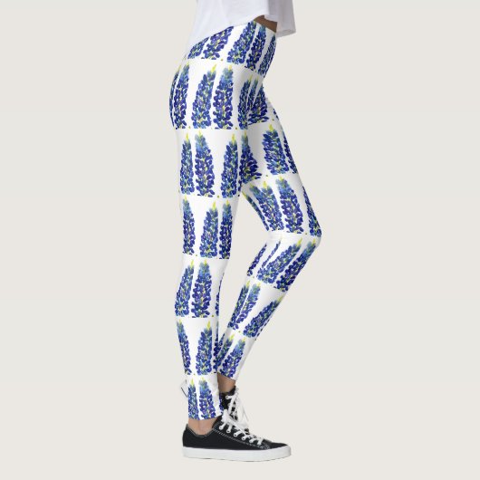 Bluebonnets Texas Flowers Wildbloemen Waterverf Leggings (Rechts)