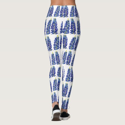 Bluebonnets Texas Flowers Wildbloemen Waterverf Leggings (Achterkant)