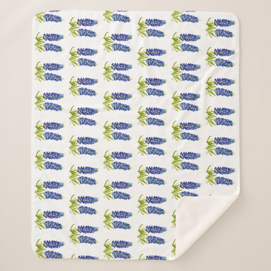 Bluebonnets Texas Flowers Wildbloemen Waterverf Sherpa Deken (Voorkant)