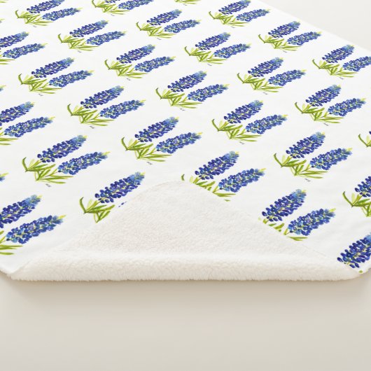 Bluebonnets Texas Flowers Wildbloemen Waterverf Sherpa Deken (3/4)