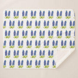Bluebonnets Texas Flowers Wildbloemen Waterverf Sherpa Deken