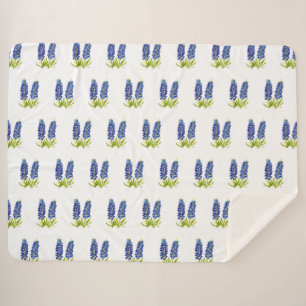 Bluebonnets Texas Flowers Wildbloemen Waterverf Sherpa Deken