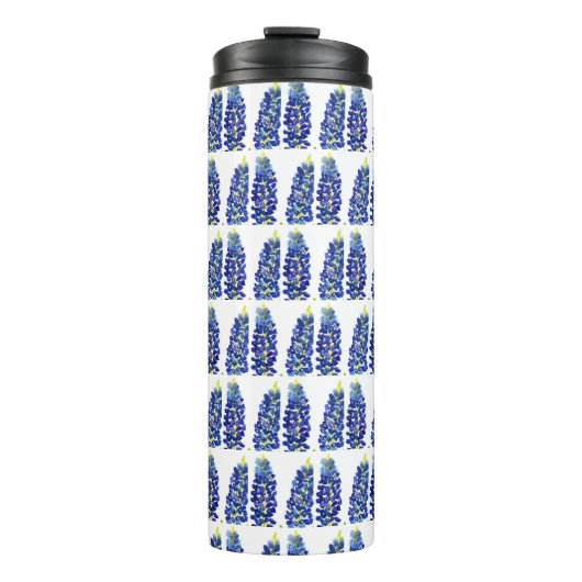 Bluebonnets Texas Flowers Wildbloemen Waterverf Thermosbeker (Voorkant)