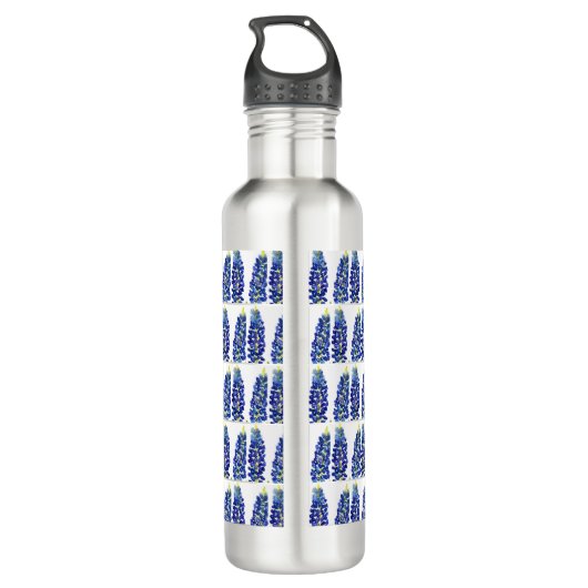 Bluebonnets Texas Flowers Wildbloemen Waterverf Waterfles (Achterkant)