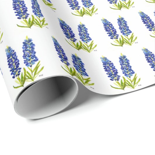 Bluebonnets Texas Flowers Wildflower Waterverf Cadeaupapier (Rol Hoek)