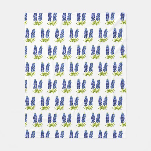 Bluebonnets Texas Flowers Wildflower Waterverf FL Fleece Deken (Voorkant)
