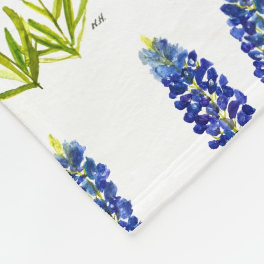 Bluebonnets Texas Flowers Wildflower Waterverf FL Fleece Deken (Hoek)