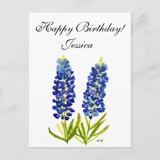 Bluebonnets Texas Staatsbloemen Lupine Aquarel  Briefkaart (Voorkant)