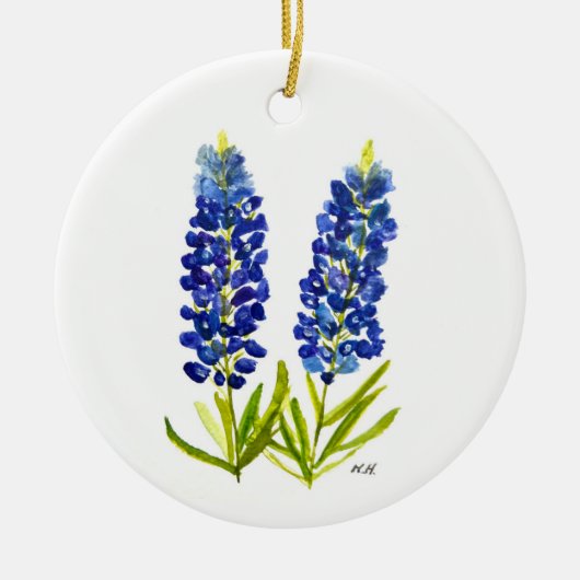 Bluebonnets Texas Staatsbloemen Lupine Aquarel Keramisch Ornament (Voorkant)