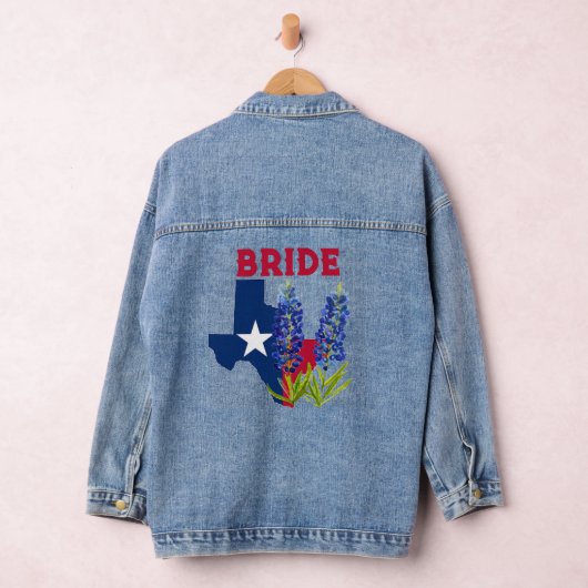 Bluebonnets Texas State Bloemen Bruiloft Bruid Denim Jacket (Hangar)