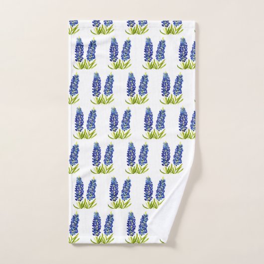 Bluebonnets Texas State Blue Flowers Waterverf Ba Bad Handdoek (Handdoek)