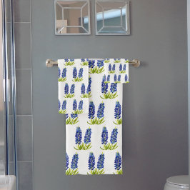 Bluebonnets Texas State Blue Flowers Waterverf Ba Bad Handdoek