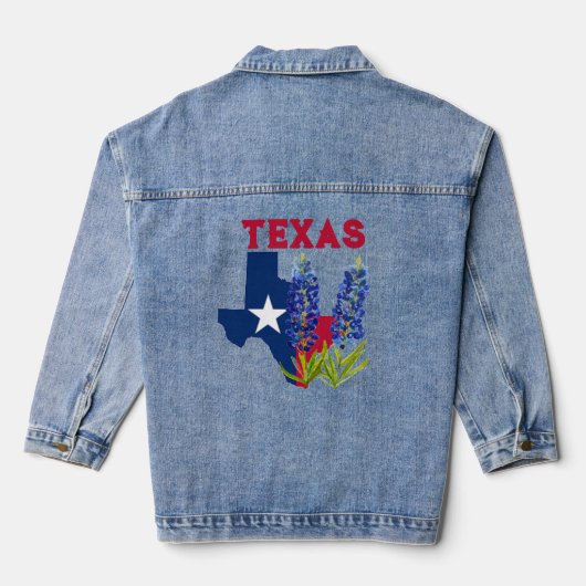 Bluebonnets Texas State Floral Lupine Denim Jacket (Achterkant)