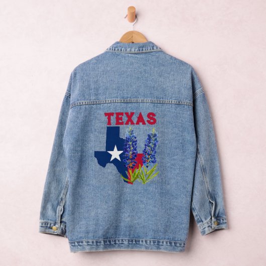 Bluebonnets Texas State Floral Lupine Denim Jacket (Hangar)