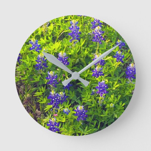 Bluebonnets Texas State Flower Wildbloemen Foto Ronde Klok (Voorkant)