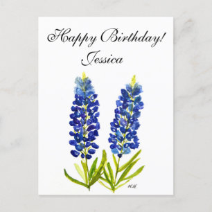 Bluebonnets Texas State Flowers Lupine Waterverf Briefkaart