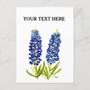 Bluebonnets Texas State Flowers Lupine Waterverf Briefkaart