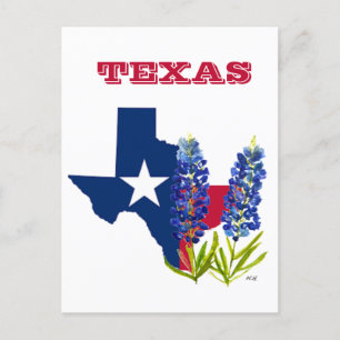 Bluebonnets Texas State Flowers Lupine Waterverf Briefkaart