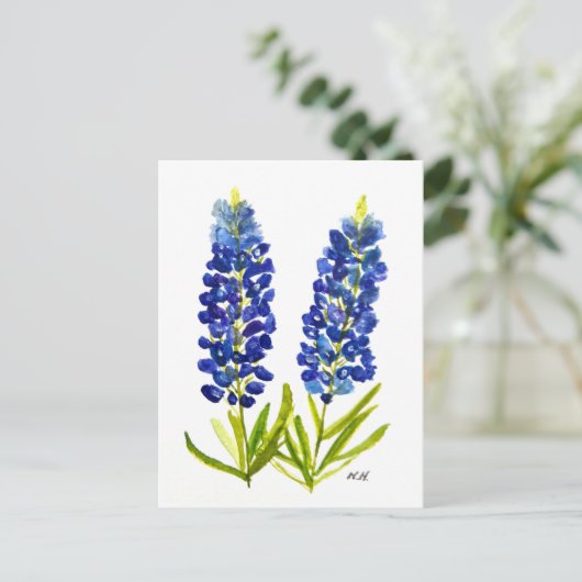 Bluebonnets Texas State Flowers Lupine Waterverf Briefkaart (Staand voorkant)