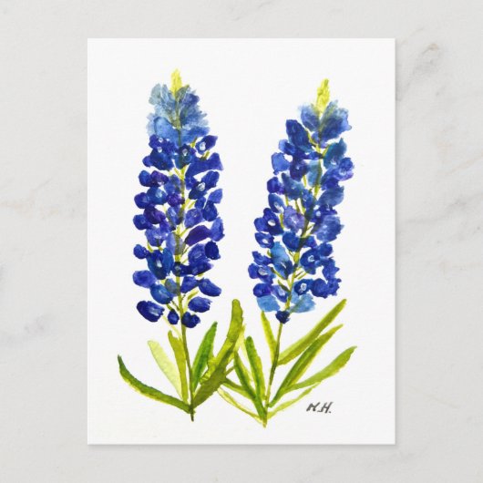 Bluebonnets Texas State Flowers Lupine Waterverf Briefkaart (Voorkant)