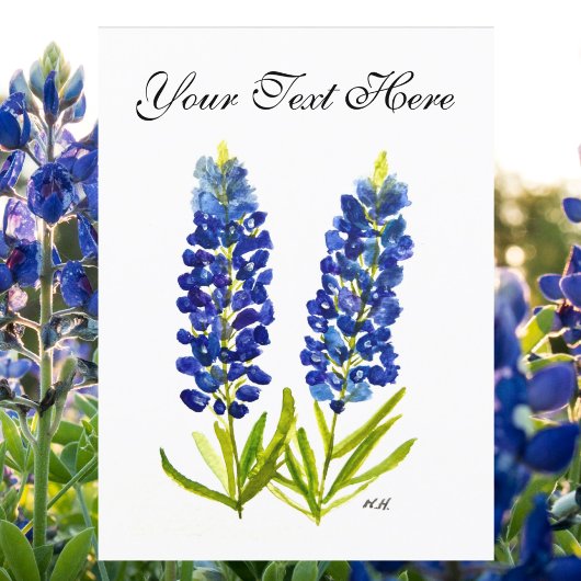 Bluebonnets Texas State Flowers Lupine Waterverf Briefkaart