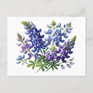 Bluebonnets Texas State Flowers Lupine Waterverf Briefkaart