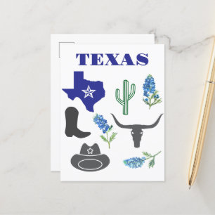 Bluebonnets Texas State Flowers Lupine Waterverf Briefkaart
