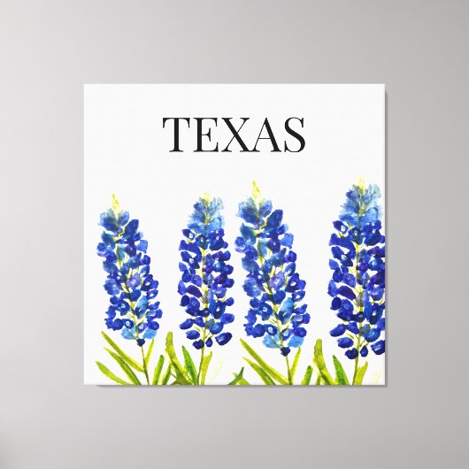 Bluebonnets Texas State Flowers Lupine Waterverf Canvas Afdruk (Voorkant)