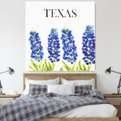 Bluebonnets Texas State Flowers Lupine Waterverf Canvas Afdruk (Insitu (Slaapkamer))