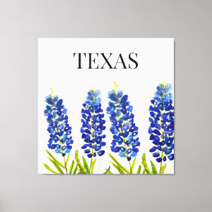 Bluebonnets Texas State Flowers Lupine Waterverf Canvas Afdruk