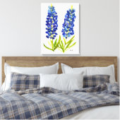 Bluebonnets Texas State Flowers Lupine Waterverf Canvas Afdruk (Insitu (Slaapkamer))