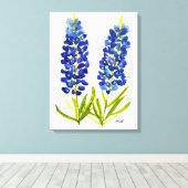 Bluebonnets Texas State Flowers Lupine Waterverf Canvas Afdruk (Insitu (Houten vloer))
