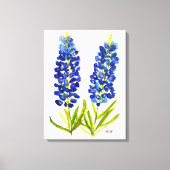 Bluebonnets Texas State Flowers Lupine Waterverf Canvas Afdruk (Voorkant)