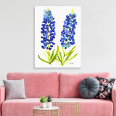 Bluebonnets Texas State Flowers Lupine Waterverf Canvas Afdruk (Insitu (Woonkamer))