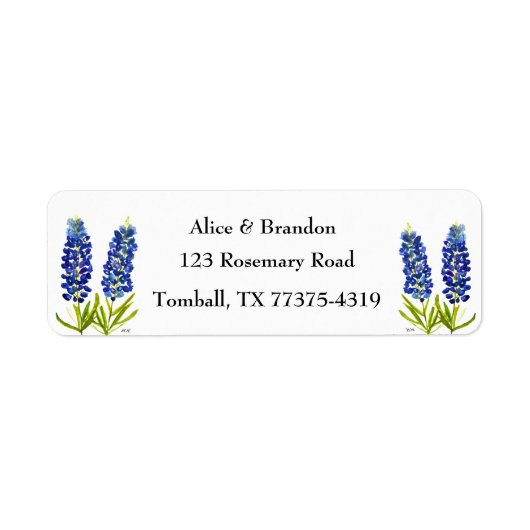 Bluebonnets Texas State Flowers Lupine Waterverf Etiket (Voorkant)