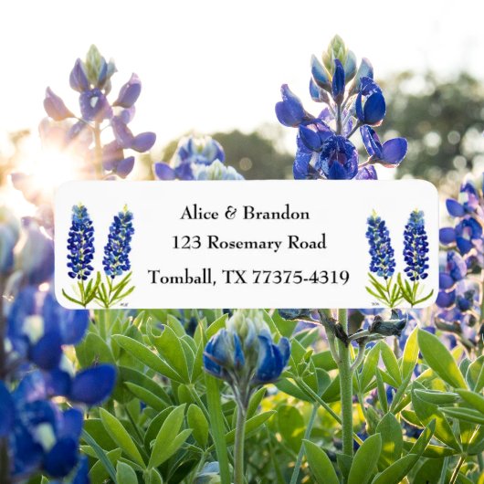 Bluebonnets Texas State Flowers Lupine Waterverf Etiket