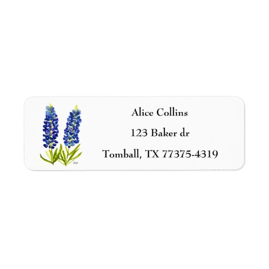 Bluebonnets Texas State Flowers Lupine Waterverf Etiket (Voorkant)