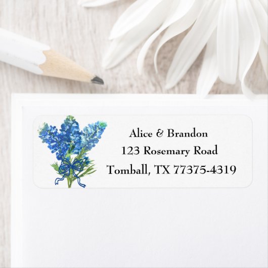 Bluebonnets Texas State Flowers Lupine Waterverf Etiket (Insitu)